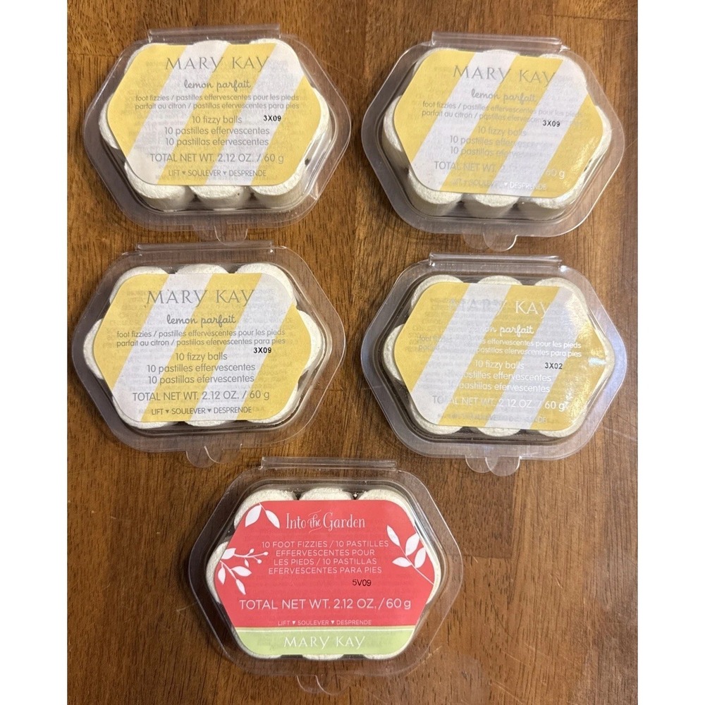 Lot of 5 Mary Kay Lemon Parfait Into the Garden Fizzy Balls For Feet Pedicure
